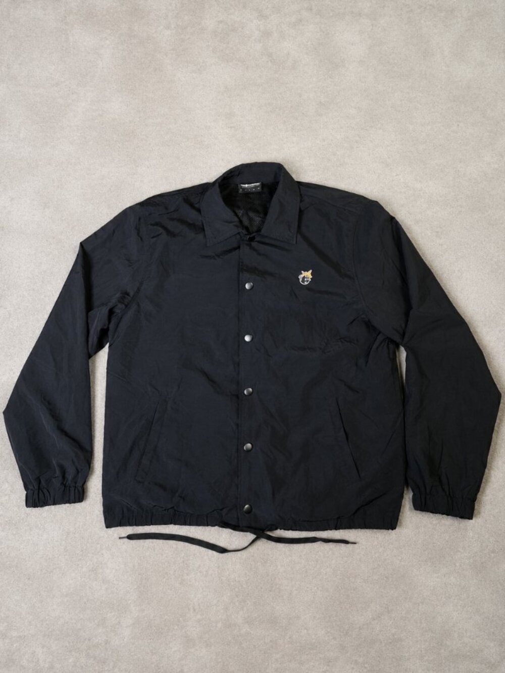 The Hundreds Crinkled Nylon Coaches Jacket Mens M Black Windbreaker Bomb Logo